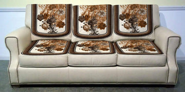 Nendle Velvet Digital Print 5 Seater Sofa Cover Set for Living Room (Dark Brown, 6 Pieces)
